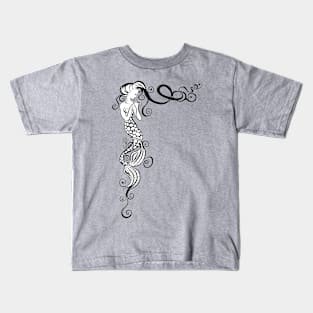 Whimsical black and white mermaid Kids T-Shirt